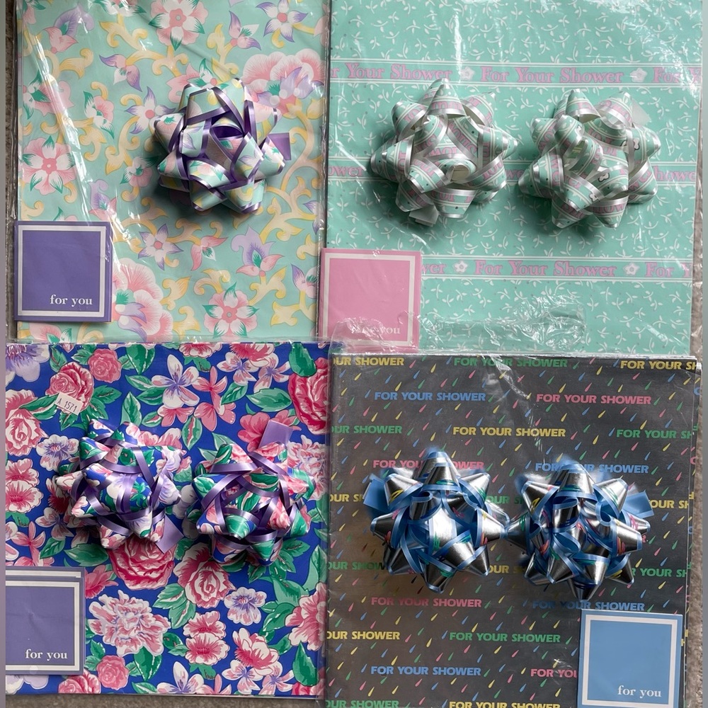 Vintage Large Lot of Wrapping Paper Gift Wrap & Bows Stephen Lawrence Co. NEW